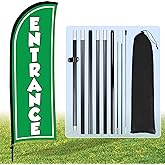 Buryeah Entrance Feather Flag 11 x 7. 9 ft Entrance Swooper Flag with Pole Kit and Ground Spike for Business Advertising Banner Sign for Outside (Green)