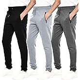 WHITE PEAK TRADING COMPANY Mens Joggers with Pockets, 3 Pack Fleece Casual Sweatpants for Men Athletic Pants with Drawstring