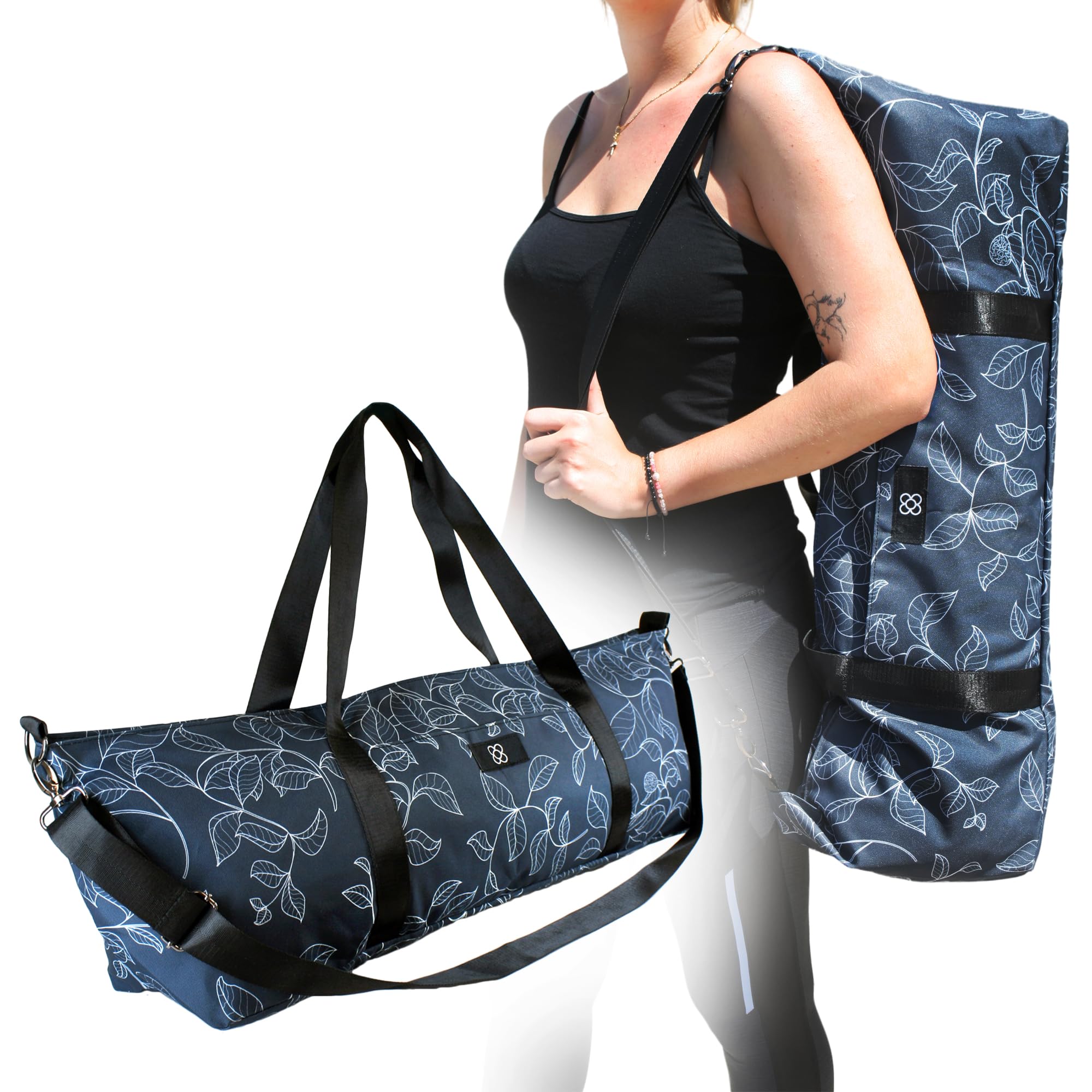 DOJA Barcelona Yoga Mat Carrier XXL Large Printed Design Durable Backpack Style Yoga Gym Bag Spacious with Integrated Pockets, Adjustable Ergonomic Shoulder Strap and Handles for Pilates Mat Transport