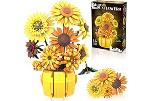BRICKTRIBE Flowers Building Set for Adult, Icons Sunflowers Pot Kits Compatible with Lego Flowers, Artificial Flowers Botanical Collection, Christmas, for Her Wift 14+