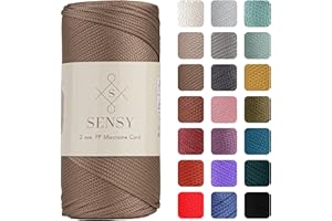 S SENSY Sensy Premium 2mm 251 Yards Polyester Rope 100% Polypropylene Cord Macrame Cord 2mm Crochet Bag Cord Macrame Rope Crochet Thread Gift for Knitter (Mink)