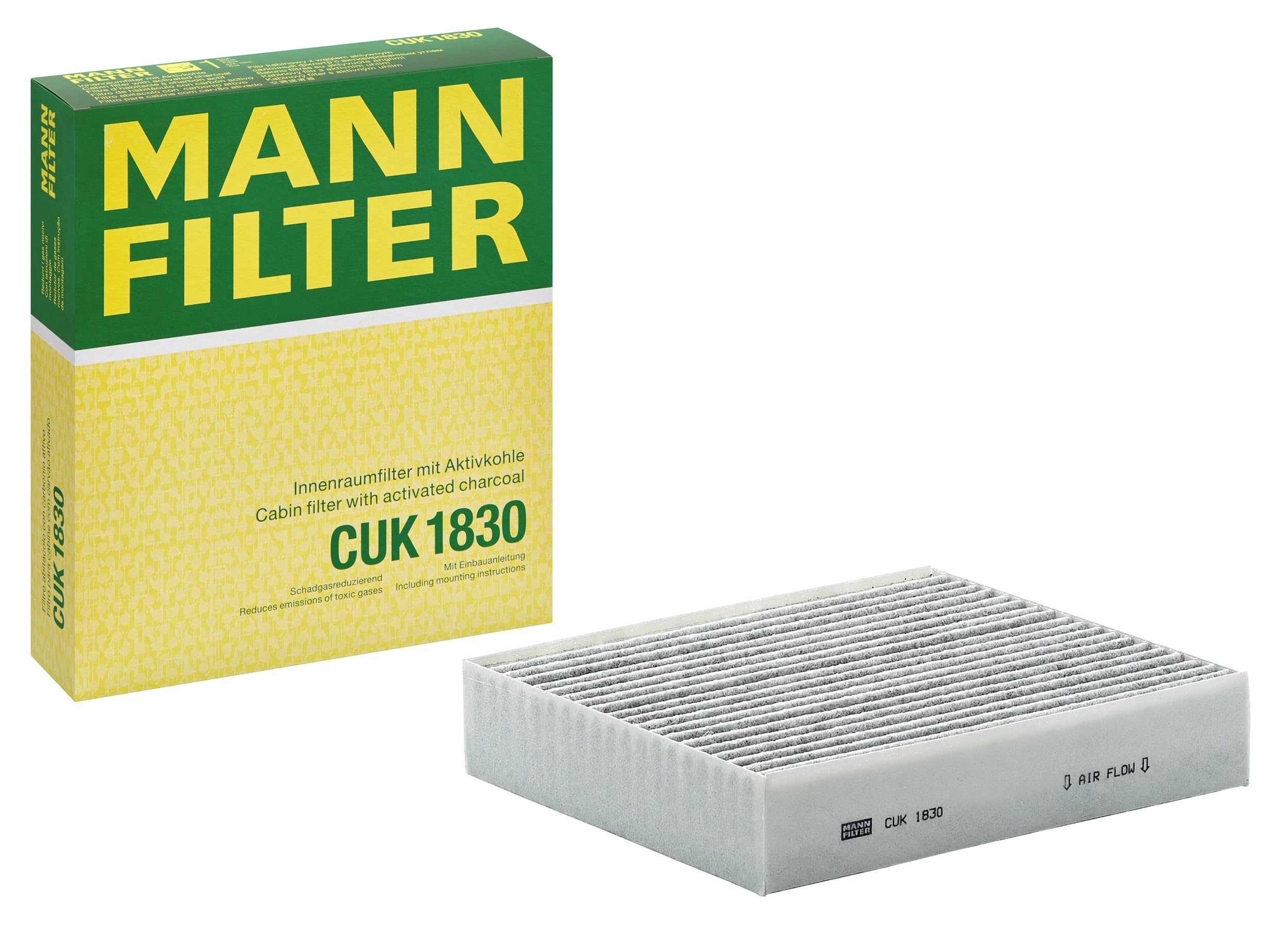 MANN-FILTER CUK 1830 Cabin Air Filter - Pollen Filter with Activated Carbon - for Cars + Transporters