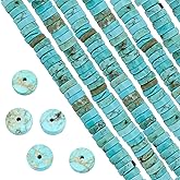 SUNNYCLUE 1 Box 122Pcs Gemstone Heishi Beads 8mm Natural Howlite Flat Round Beads Disc Stone Loose Spacers for Jewelry Making Beading Kit Turquoise Color Bracelet Necklace Supplies
