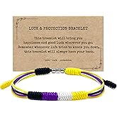 LAMIBEE LGBTQIA Pride, Bisexual, Pansexuality, Asexual, Lesbian, MLM Progress Flag Code Bracelet, Boho Style Rope Women Men Thread for Him Her, Pride Month