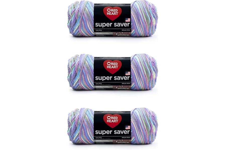 Red Heart Super Saver Yarn, 3 Pack, Monet 3 Count
