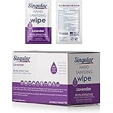 Hand Sanitizing Wipes Travel Size by Singular Wipes – 30ct Individually Wrapped | Lavender Scent, Moisturizing, 70% Alcohol Wipes | Travel, Office, School, Home | Made in USA