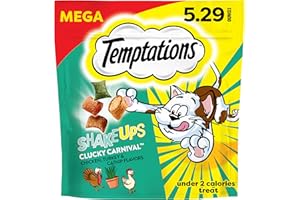 Temptations ShakeUps Crunchy and Soft Cat Treats, Clucky Carnival Flavor, 5.29 oz. Pouch