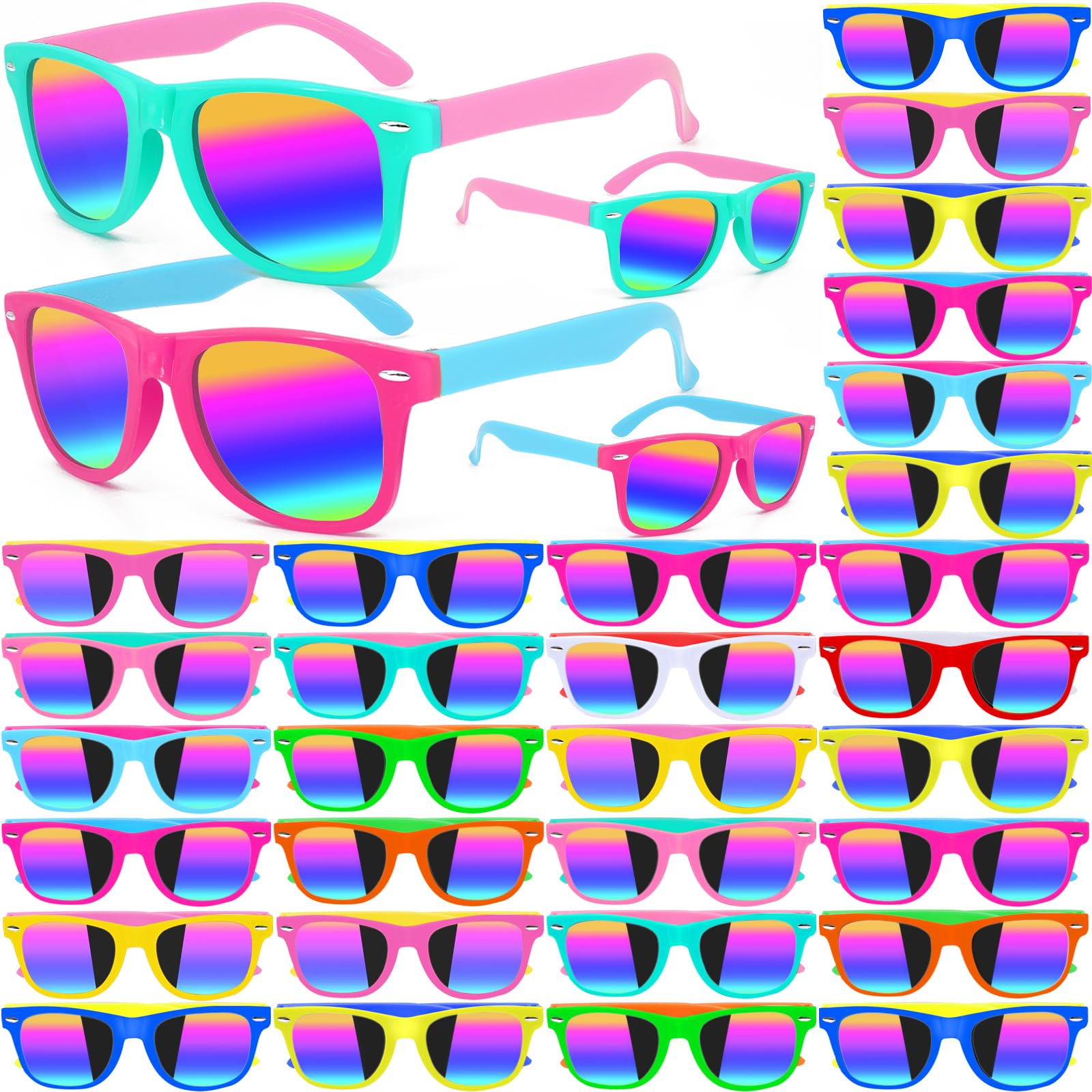 Photo 1 of Oleitodh 48 Pack Kids Sunglasses Party Favors, Kid's Neon Sunglasses Bulk 12 Colors,Childrens Sun Glasses Boys Girls Pack for Goody Bag Fillers Summer Beach Pool Birthday Party Supplies