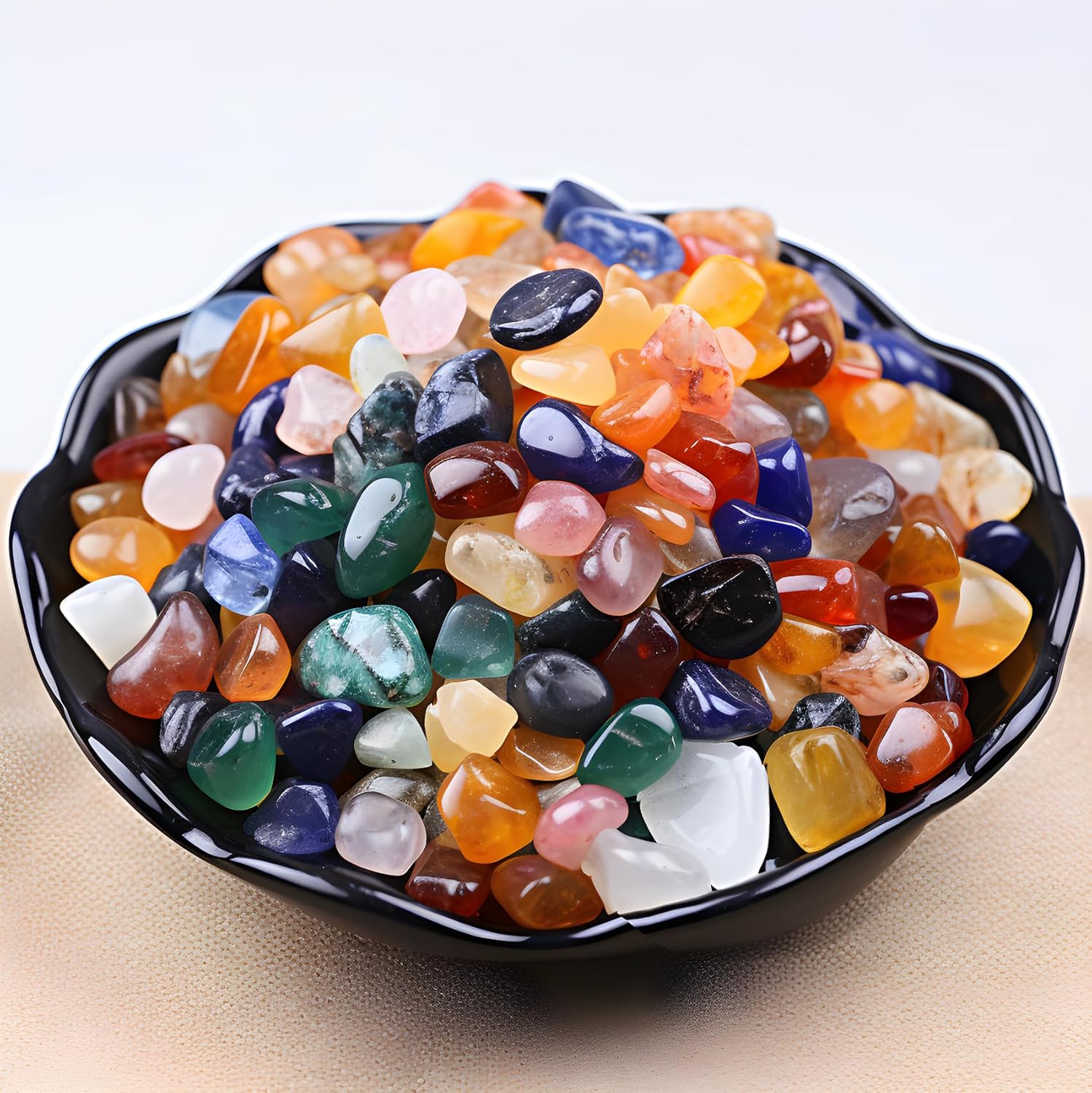 Indoor Fountains & Accessories - SigMntun Polished Colorful Agate Crystal Chips - 10 oz (283g) Tumbled Stone Chips Crushed Sea Glass Stones Healing Reiki Crystal Jewelry Making Home Decoration
