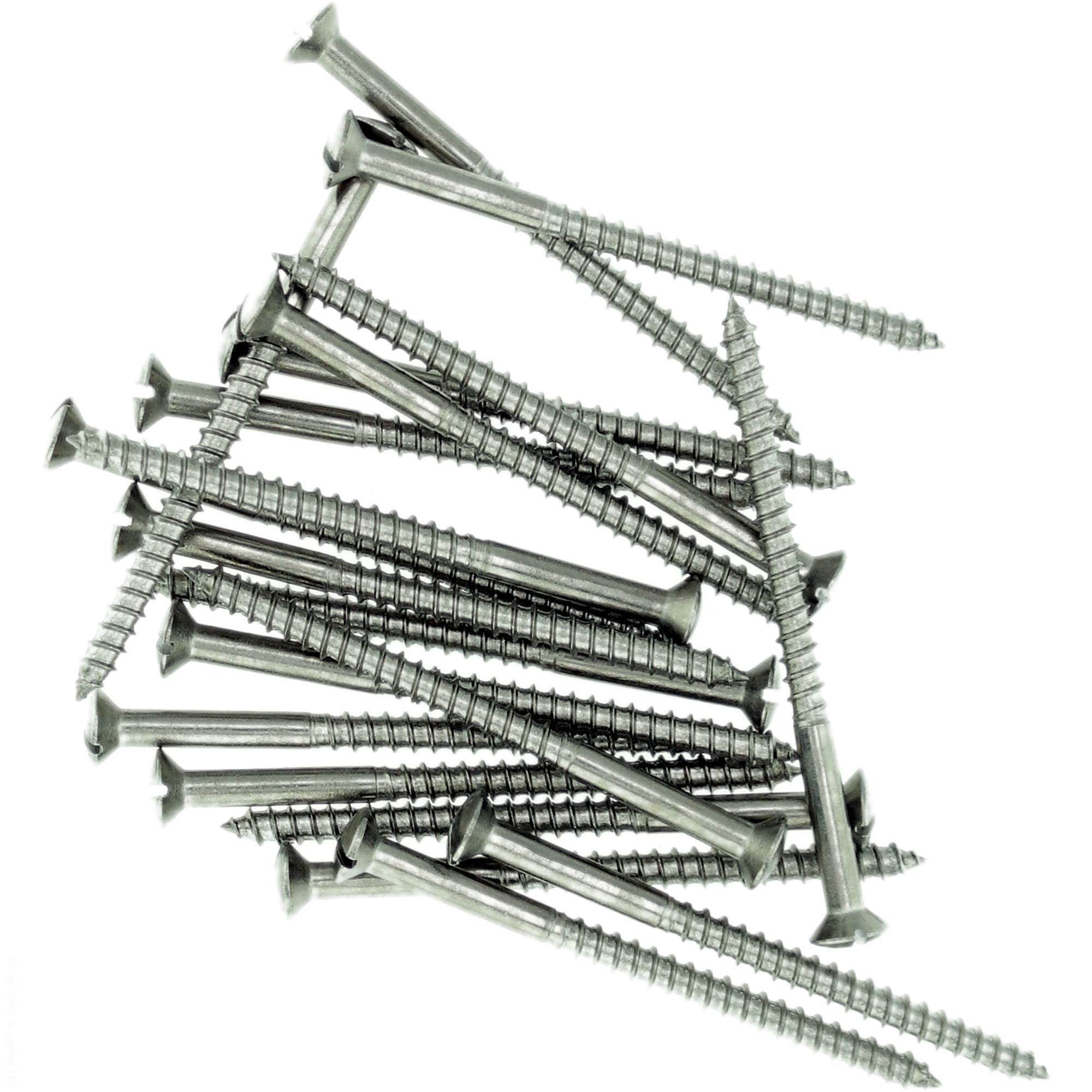 No.8 x 1.58 (4.0mm x 40mm) Slot Raised Countersunk Wood Screw - Stainless Steel (A2) (Pack of 20)