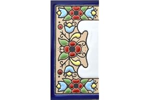 ART ESCUDELLERS House Letters 3 inch. Handpainted House Letter Tiles for Signs, addresses and Names. House Address Numbers and Letters. Design Flores Mini 2,87" x 1,38" (Edge Border)