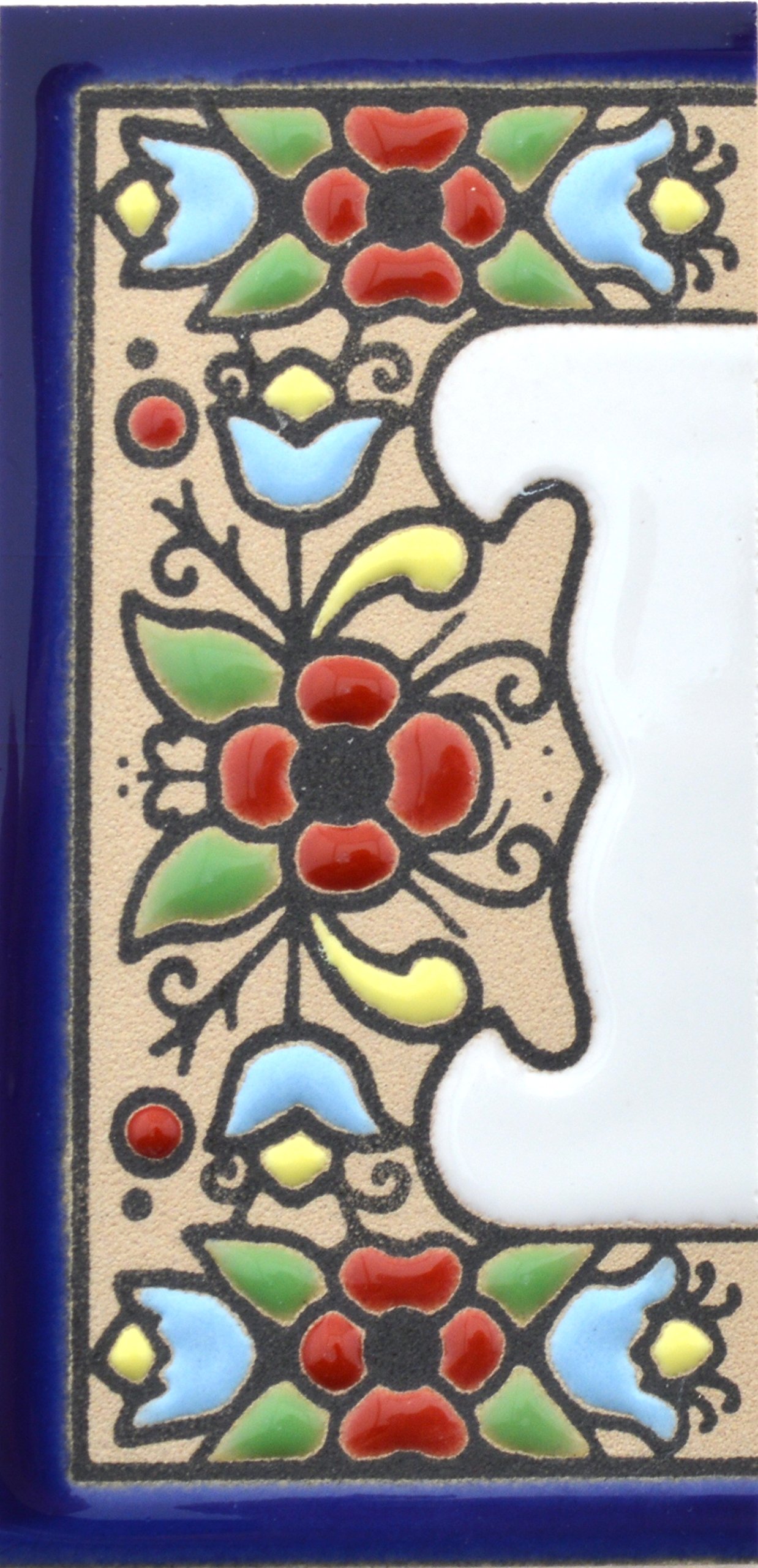 House letters 3 inch. Handpainted house letter tiles for signs, addresses and names. Address numbers for houses. House address numbers and letters. Design FLORES MINI 2,87" x 1,38" (EDGE BORDER)