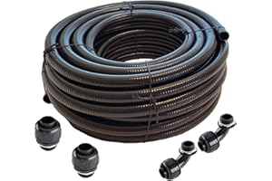 TEKTUBE 1/2" x 25 ft Black UL Listed Non-Metallic Flexible Liquid Tight Electrical Conduit with Fittings
