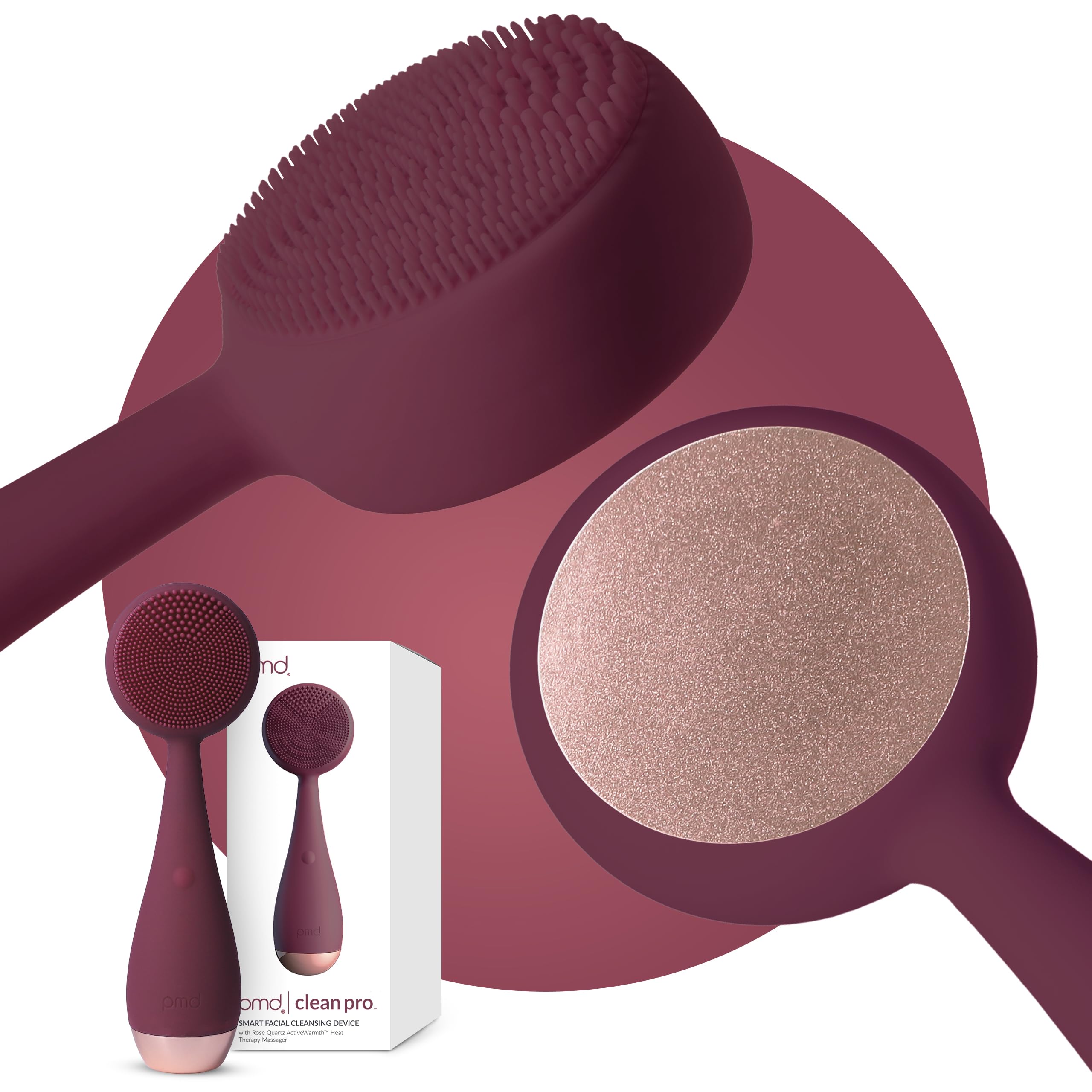 PMD Clean Pro – Smart Facial Cleansing Device with Silicone Brush & ActiveWarmth Anti-Aging Massager – Waterproof – SonicGlow Vibration Technology – Clear Pores & Blackheads – Lift, Firm, & Tone Skin