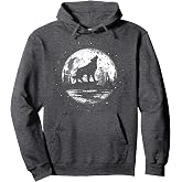 Howling Wolf For Men Women Kids Funny Animal, Wolf And Moon Pullover Hoodie