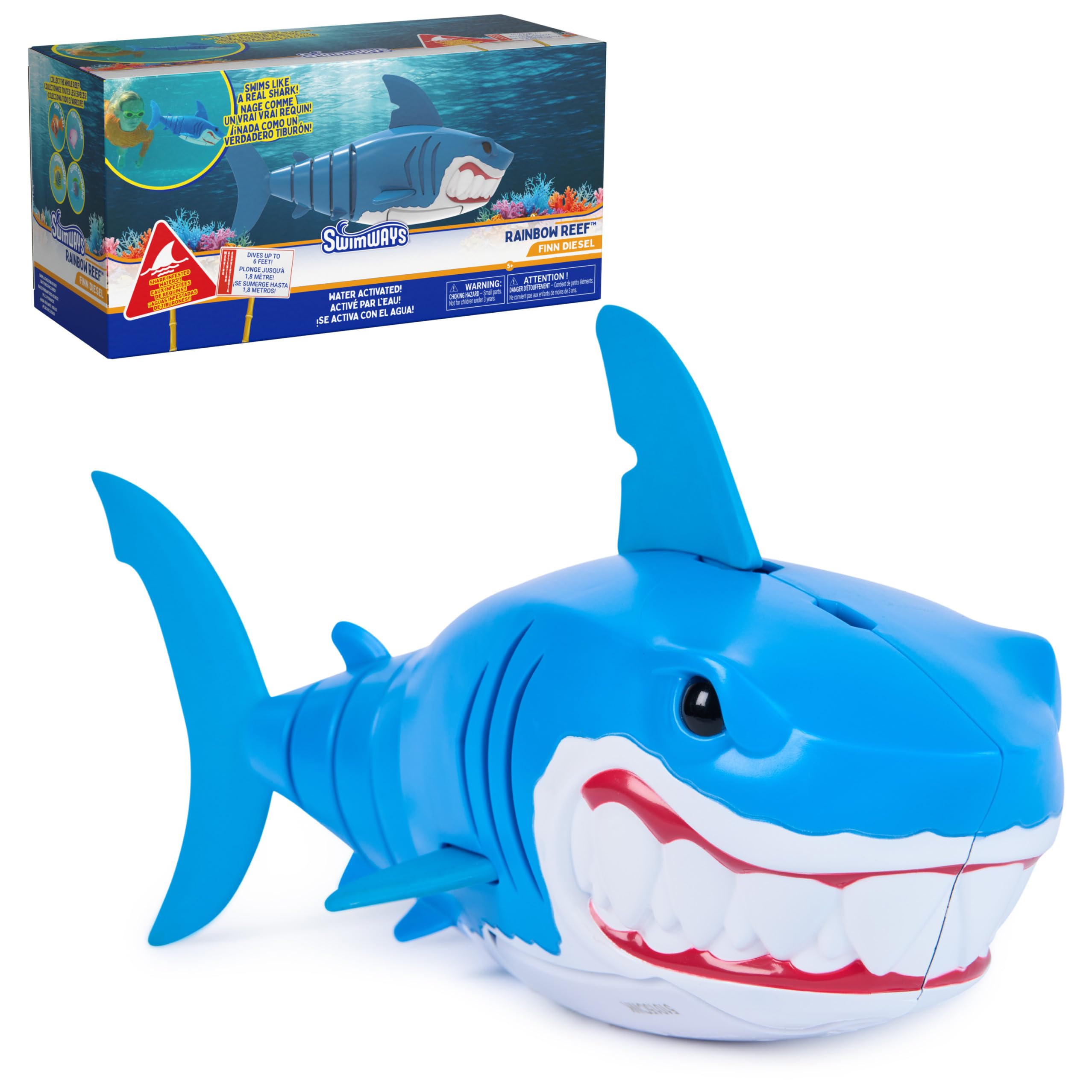 SwimWays Rainbow Reef Shark Water-Activated Pool Toy for Ages 5+