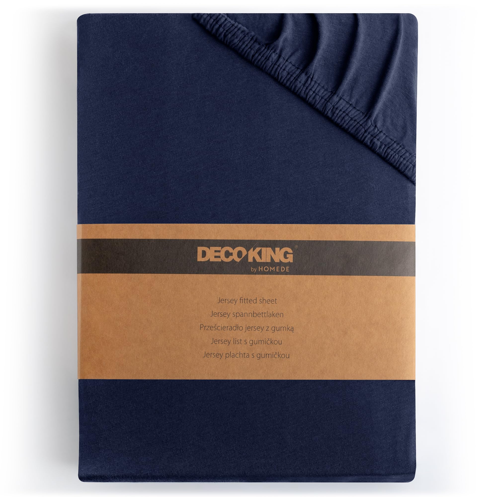 DecoKing Fitted Sheet Single 100% Combed Cotton Soft Jersey Bed Sheet 80x200-90x200 cm Navy Blue Amber