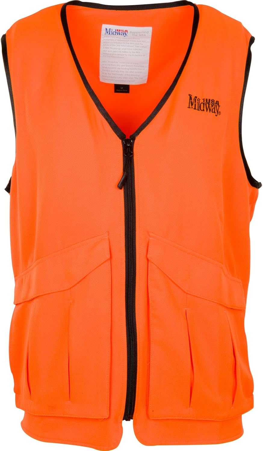 MidwayUSA Mens Deluxe Blaze Orange Hunting Vest XL Clothing