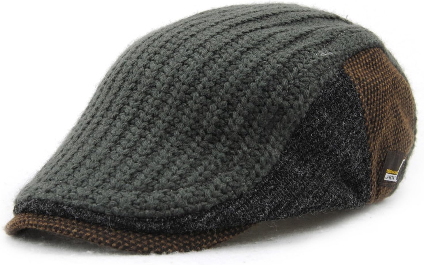 YCHY Men's Knitted Wool Duckbill Hat Warm Newsboy Flat Scally Cap