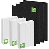 isinlive 3 Pack True HEPA 13 Filter R, HRF-R3 Compatible with Honeywell Air Purifier HPA300 with 4 Pack Precut Activated Carb