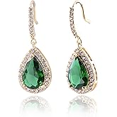 CZ Teardrop Earrings for Wedding - Sterling Silver Cubic Zirconia Crystal Rhinestone Drop Earrings Womens Bridal Jewelry for Bride Bridesmaids Mother of Bride Gift Party Prom Pageant Earring for Girls