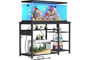 GRLEAF 55-75 Gallon Aquarium Stand: 1200LB Capacity, Built-In Power Outlets, 3-Tier Shelves for Fish Tank Accessories Storage