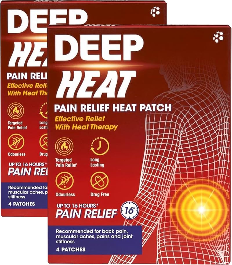 Deep Heat Pain Relief Patches 4 x 2 Pack Odourless Heat Therapy