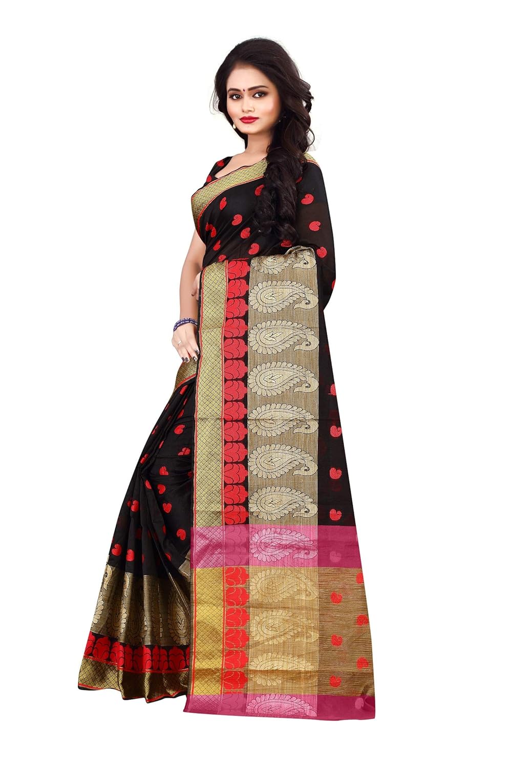 om sai latest creation cotton saree with blouse piece