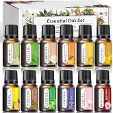 Essential Oils Set, 12 Scents, 10 ML Bottles, Lavender, Lemon, Rose, Jasmine, Vanilla, Sandalwood and More, for Humidifiers, Diffusers, Aromatherapy