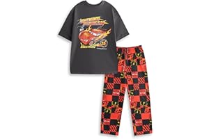 Disney Cars Lightning McQueen Mens Black and Red Short Sleeve Long Leg Pyjama Set