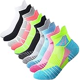 Geyoga 10 Pairs Women Compression Ankle Socks Breathable Low Cut Ankle Socks Cushioned Performance Tab for Women, 10 Designs
