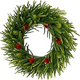 26 Inch Norfolk Pine Wreath for Front Door,Realistic Artificial Norfolk Pine Wreath with Real Touch Faux Greenery for Indoor Outdoor Holiday Decor on Window,Wall,Porch,Farmhouse Home