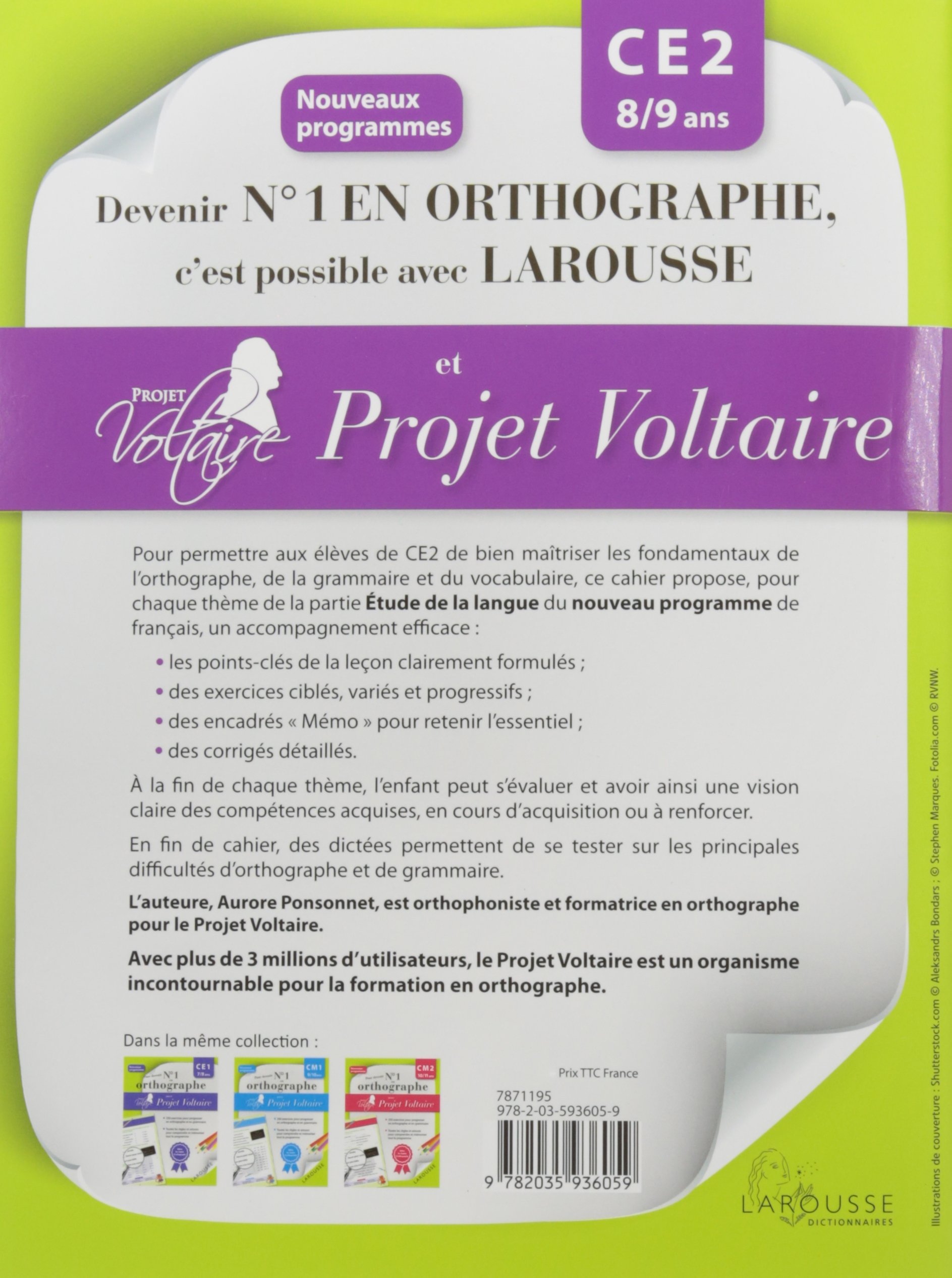 Larousse Pour Devenir N 1 En Orthographe Avec Projet Voltaire Ce2 8 9 Ans Parascolaire French Edition Aurore Ponsonnet Larousse Amazon Com Books