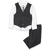 Van Heusen Baby-Boys 4-Piece Formal Dress Up Vest Set, Vest, Pants, Collared Dress Shirt, and Tie