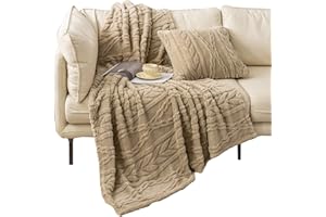YUSOKI Sherpa Throw Blanket-3D Stylish Design Super Soft Fuzzy Cozy Warm Blanket Thick Plush Fluffy Furry Blankets for Teen Girls Women Couch Bed Sofa Chair Men Boys Gift(Tan,50"x65")