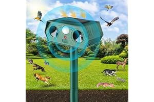 SHINYART 2024 Solar Ultrasonic Animal Repeller, Cat Repellent Outdoor, Dog Deterrent, Squirrel, Raccoon, Skunk, Rabbit, Rodent, Fox, Deer, Bird etc.Motion Detection, LED Flashing Light