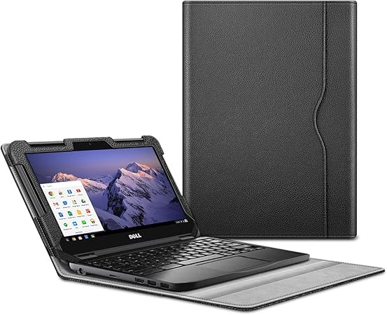 Amazon Com Fintie Sleeve Case For 11 6 Dell Inspiron Chromebook 11 3181 Premium Pu Leather Portfolio Book Cover Compatible With Chromebook 11 3181 3100 Education 2 In 1 Latitude 11 2 In 1 3190 Education Computers Accessories