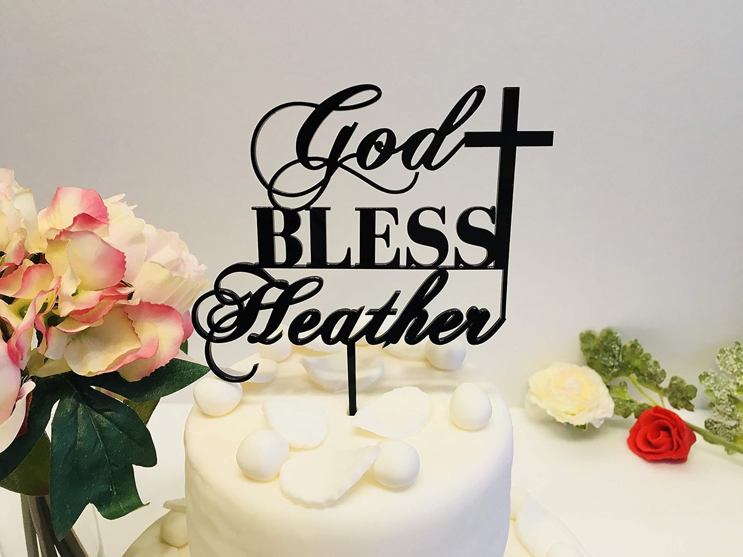 Amazon Com God Bless Name Cake Topper With Cross Any Name Colors