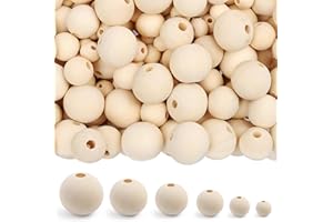 LotFancy Wooden Beads, 500pcs 6 Sizes Unfinished Natural Wood Beads for Crafts, Round Predrilled Wooden Balls for Garland Macrame Jewelry Farmhouse Décor (8mm 10mm 12mm 14mm 16mm 18mm)