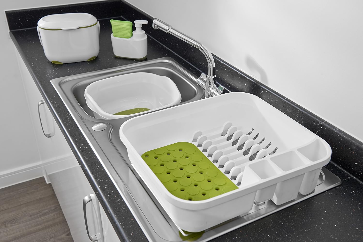 Addis 517604 Plastic Premium Dish Drainer White/Green, 38 x 41 x 11 cm ...