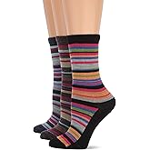 Wise Blend Women's Merino Wool Blend Colorful Stripe Crew Socks 3 Pair Pack Sockshosiery, Multi, Medium