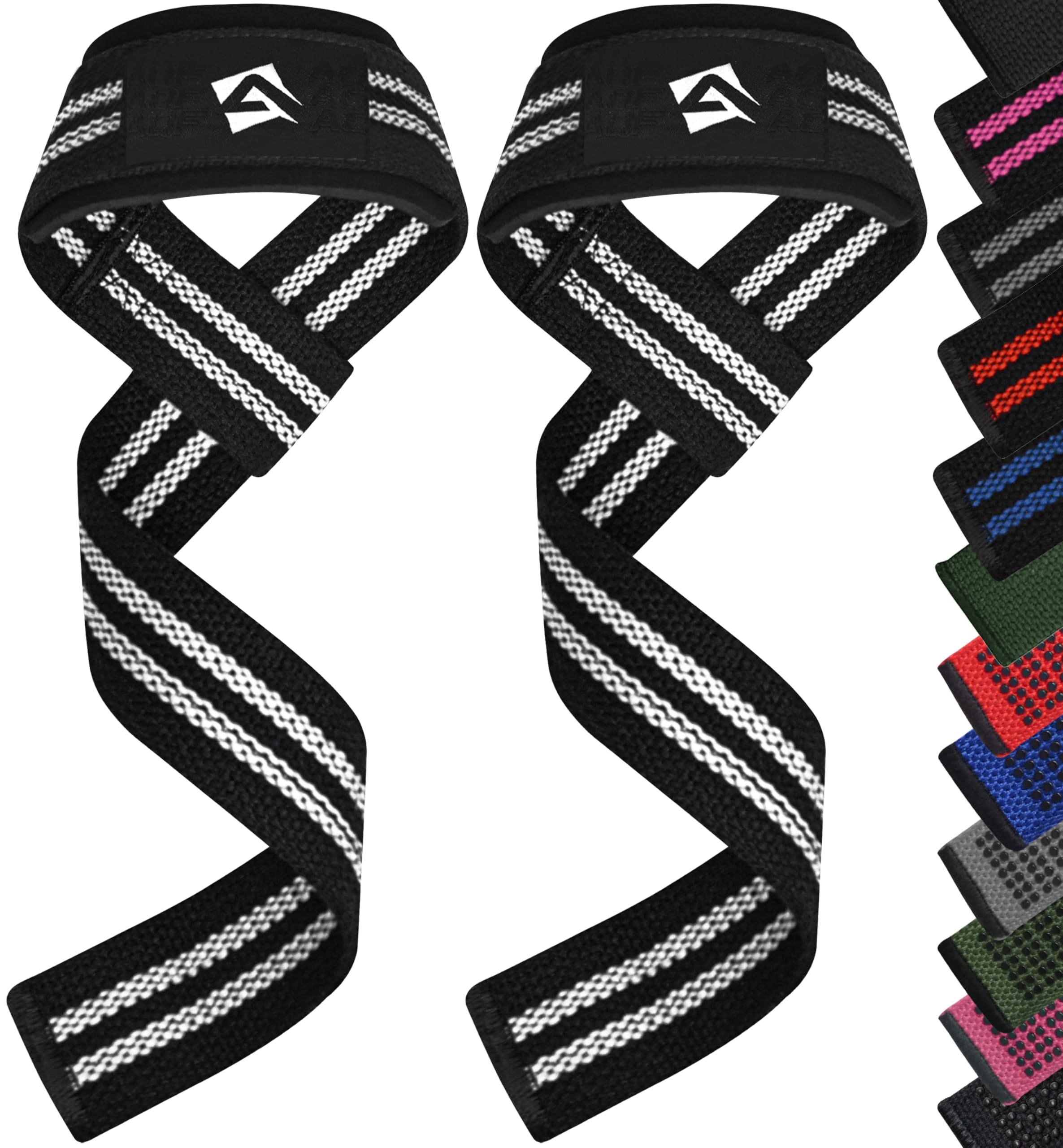 AQF Weight Lifting Straps, 100% Cotton Gym Wrist Straps, 60CM Heavy Duty Lifting Straps with 5MM Neoprene Padding, Non-Slip Advanced Gel Grip, Ideal for Deadlifts Strength Training