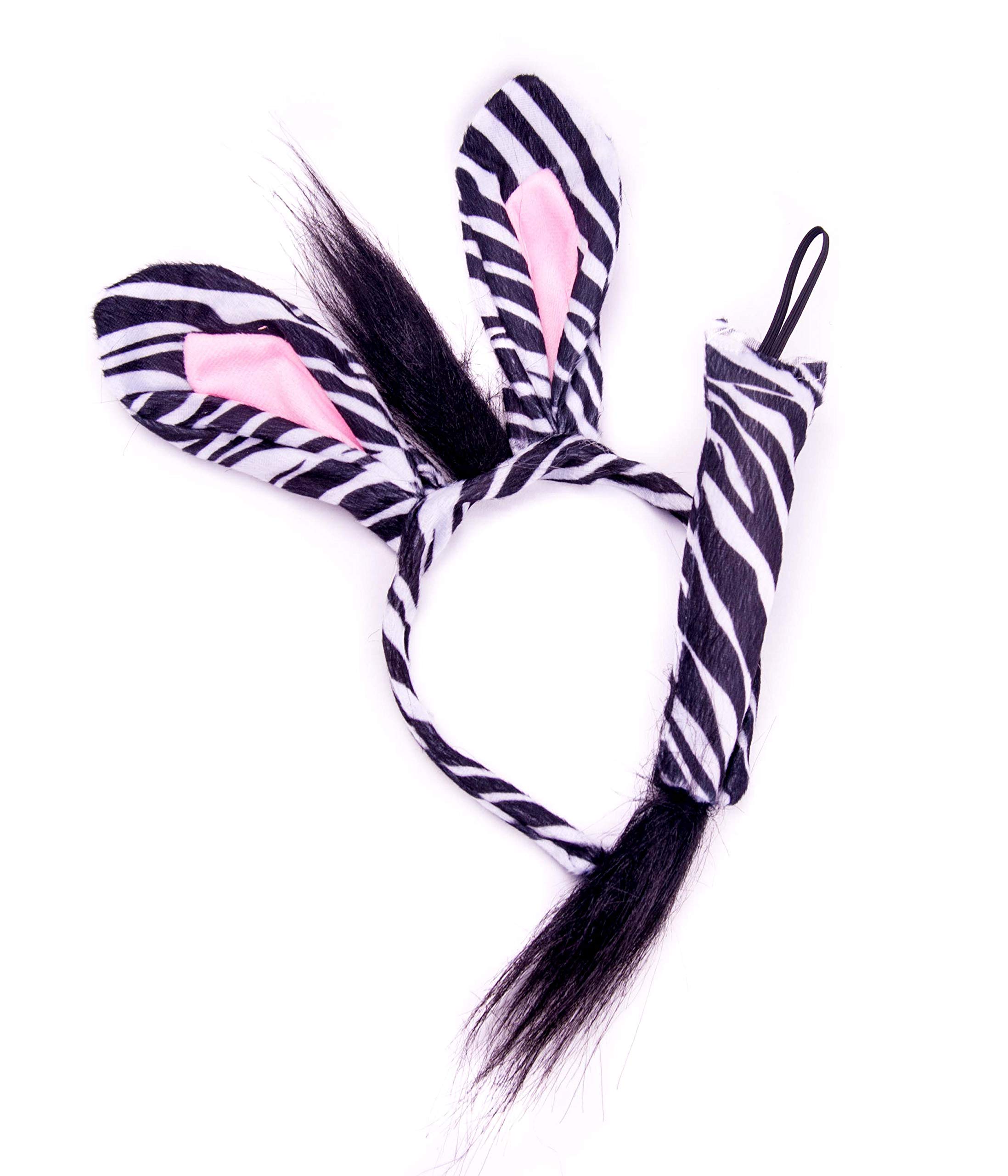 Zebra Fancy Dress Costume Ears and Tail Set Unisex Fancy Dress Accessory