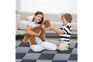 Yskzyz Carpet Tile 12” X 12” Self Adhesive Carpet Floor Tiles Anti-Slip Reusable Carpet Squares Peel and Stick Carpet Floor Tile Easy Install DIY for Bedroom Living Room(10 Pcs)