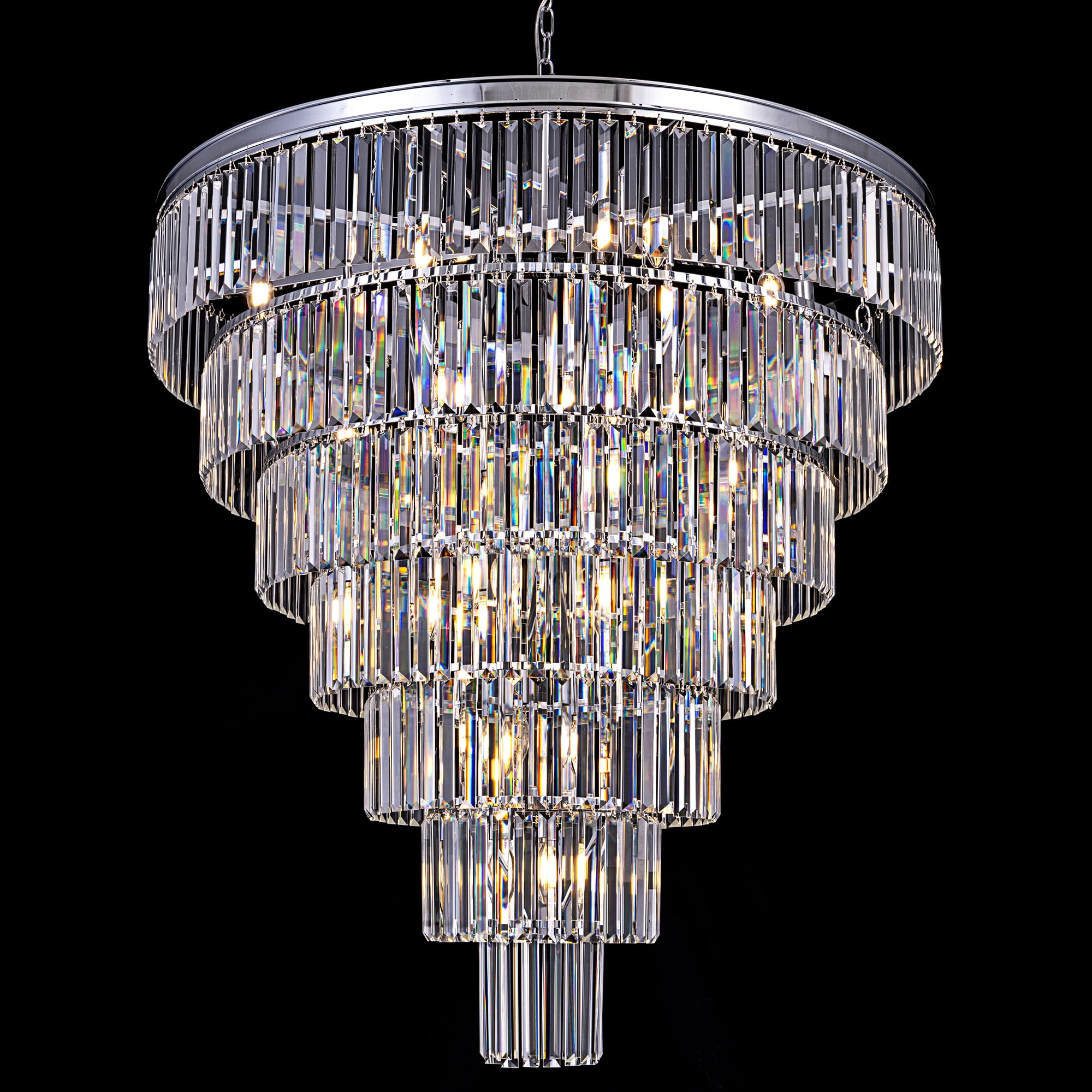 Photo 1 of *USED*
TOCHIC Large Crystal Chandelier for High Ceiling, 40-inch 7-Tier Modern Chrome Crystal Chandeliers Lighting Fixture, Raindrop K9 Round Light for Entryway Staircase Foyer Living Bedroom Dining Room