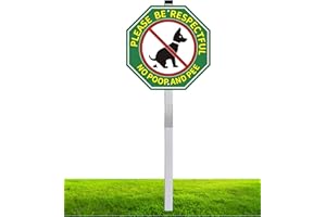 KOALAAT No Peeing No Pooping Dog Sign, No Dog Poop Pee Sign for Yard, 10 x 10 Inches Please Be Respectful Sign With 28 Inches Long Stake, Heavy Duty Aluminum Metal Sign Fade Resistant Reflective and