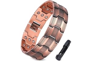 Jecanori 3X Strength Copper Magnetic Bracelet for Men,Pure Copper Bracelet Included Adjustable Sizing Tool