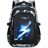 BLUWEI Boys Backpack for Kids Elementary School Bags Lightning Teens Durable Bookbag (black)