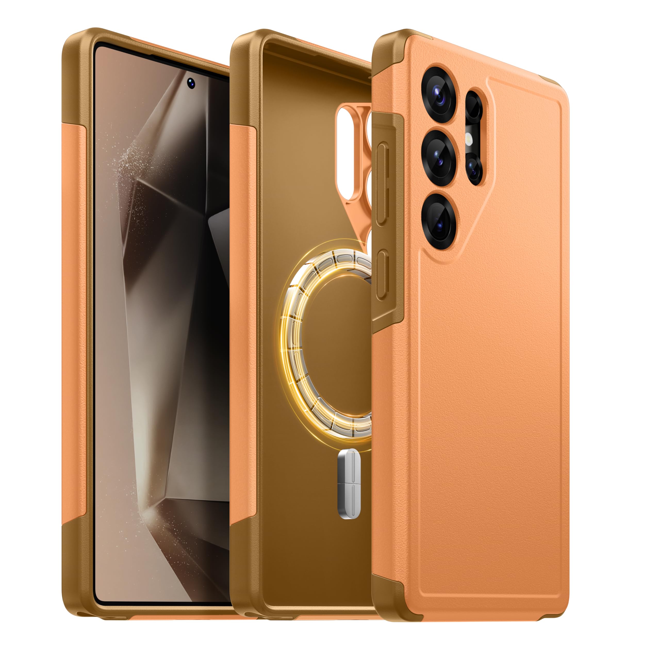 Photo 1 of SuydanBox Magnetic for Samsung Galaxy S25 Ultra Case, Compatible with MagSafe, [Privacy Screen Protector] Slim Military Grade Protection Shockproof Phone Case for Galaxy S25 Ultra 6.8",Orange