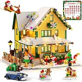 INSOON Advent Calendar 2026 Christmas House Mini Building Set with Lights | 24-Day Christmas Countdown Snow Village Building Kit with Santa Xmas Tree Nutcracker, Holiday Gift for Adults Boys Girls 12+
